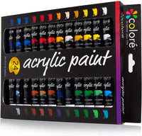 Juego de pintura acrílica de Colore – perfecto para pintar lienzos, arcilla, tela, arte de uñas y cerámica – ricos pigmentos con calidad duradera – ideal para principiantes, estudiantes y artistas profesionales – 24 colores - Arteztik
