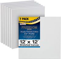 US Art Supply - Lienzo estirado sin ácido, 12.0 x 12.0 in, 7 unidades, 3/4 perfiles, imprimado, Gesso (paquete de 7 lienzos) - Arteztik
