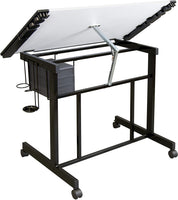 Studio Designs Deluxe Craft Station, mesa de dibujo ajustable superior, mesa de dibujo para manualidades, mesa de dibujo, escritorio de estudio con cajones, 35.8 in de ancho x 24.0 in de profundidad, negro/blanco - Arteztik

