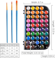 Juego de pintura de acuarela de 48 colores actualizados, lavable, con 3 pinceles y paleta, no tóxico para niños, adultos, principiantes y artistas, haz que tu pintura hable - Arteztik
