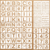 Juego de 70 plantillas de letras y números reutilizables de plástico para letras y letras en letras de caligrafía, plantillas de letrero para pintar en madera y vidrio puerta de vidrio - Arteztik
