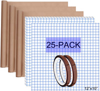 HIRALIY - Cinta de transferencia de vinilo de 12.0 x 10.0 in, 25 unidades con lámina de teflón y cinta térmica, ideal para transferir Cricut y Silhouette Cameo diseños calcomanías HTV - Arteztik
