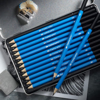 Castle Art Supplies - Juego de 12 lápices de dibujo para adultos y niños y artistas | lápices de grafito con estuche de estaño adicional | Perfecto para iniciar bocetos de sombra o suministros de arte - Arteztik
