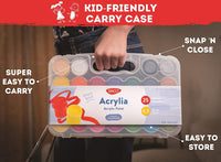 Juego de pintura acrílica para niños, 25 colores de 0.7 onzas líquidas (0.7 fl oz/tarro), kit de pintura acrílica con caja de almacenamiento, se puede utilizar para pintura de roca, como pintura de madera o pintura de dedos, suministros escolares para art - Arteztik
