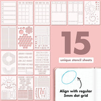 Ultimate Productivity Stencil Set for Dotted Journals - Time Saving Planner Accessories/Supplies Kit Makes Creating Layouts Easy - Incl. Bullet Point Checklists, Daily/Weekly/Monthly Calendars - Arteztik
