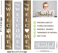 Plantillas de bienvenida grandes para pintar en madera reutilizables – Letrero de bienvenida vertical para la puerta delantera y exterior del porche – Juego de plantillas de bienvenida – Plantillas de letras de casa de campo para letreros, paredes y decor - Arteztik
