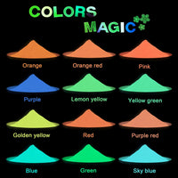 12 colores que brillan en la oscuridad, polvo luminoso, pinturas de resina epoxi, larga duración, autobrillantes, uso para polvo acrílico, manualidades de resina, esmalte de uñas, pinturas, recubrimientos, slime, 0.35 oz cada uno. - Arteztik
