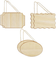 Letreros de madera sin terminar para colgar para manualidades (9 x 6 x 0,25 pulgadas, 3 formas, 6 unidades) - Arteztik
