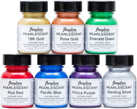 Angelus Pintura para cuero, juego de 7 colores perlados, 1 oz frascos 5 unidades - Arteztik
