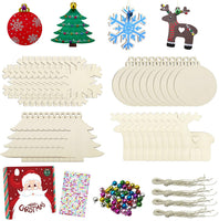50 adornos de madera sin terminar para decoración navideña y manualidades, 10 estilos de madera sin terminar para decoración de Navidad y manualidades - Arteztik
