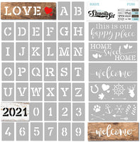 KIBAGA Plantillas reutilizables para pintar en madera y más, diseño de letrero de bienvenida fácil de pintar, juego de letras para decoración de puerta o porche, perfecto para otoño o decoración de Navidad para tu hogar. - Arteztik
