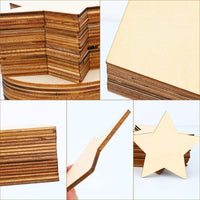 ANWING 100 piezas de madera rebanadas de 3.9 in de madera sin terminar en blanco recortes cuadrados círculos estrellas puerta colgador para bricolaje manualidades puerta diseño pintura tinción quema posavasos - Arteztik
