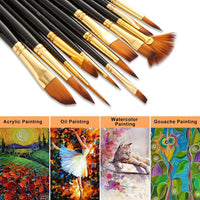 Juego de pinceles de pintura ARKFU, juego de pintura acrílica para niños y adultos, incluye estuche de transporte, 12 pinceles de pintura al óleo, 2 paletas, 1 esponja, ideal para acuarela, aceite o pintura acrílica - Arteztik
