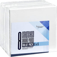 Sorillo Brands – Paquete de 6 paneles de lona de algodón preestirado de 12 x 12 – Uso con todos los acrílicos, aceites y otros medios de pintura - Arteztik
