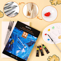 Nicpro Juego de pintura acrílica para niños, pintura no tóxica, caballete de mesa, pinceles de pintura, lienzo, almohadilla de pintura y más suministros de arte - Arteztik
