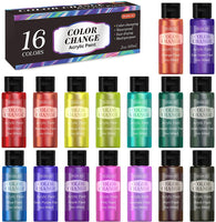 Juego de pintura acrílica que cambia de color, 16 colores camaleón, pintura acrílica en botellas (2.0 fl oz), no tóxica para artistas, principiantes y niños en rocas, manualidades, lienzos, madera, tela, cerámica - Arteztik
