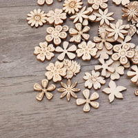 SUPVOX - 100 discos de madera con forma de flor sin acabar, adornos para manualidades - Arteztik
