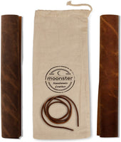 Hojas de piel de piel auténtica para pendientes, cartera de cuero y artesanías – Cuero auténtico de búfalo de grano completo, sin hojas de piel sintética – Marrón oscuro y ruso (2 hojas + cordón de cuero) - Arteztik

