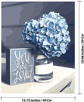 Likeyfactory - Kit de pintura por números para adultos y niños sobre lienzo con pinceles de pintura acrílica de color para dibujar DIY, pintura de calidad prémium, flores Bigleaf Hydrangea 16 x 20 pulgadas - Arteztik
