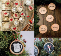 50 rebanadas de madera sin terminar redondas de madera natural de 2.4 in a 2.8 in con agujero preperforado y cuerda de 5.9 ft para manualidades de Navidad, decoración de fiestas y bodas - Arteztik
