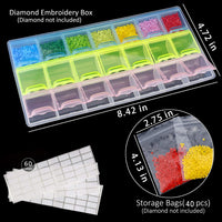 65 Pieces Diamond Painting Tools 5D DIY Diamond Painting Set Including Newest Round Wheel Diamonds Sticky Pens 21 Slots Diamond Embroidery Box and Big Trays for Adults or Kids - Arteztik
