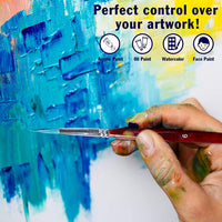 OOKU - Juego de 6 pinceles de pintura para detalles, pinceles profesionales para pintura artística, pintura facial, miniaturas, detalles, pintura artística de modelo, mango de madera roja - Arteztik

