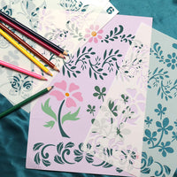 12 plantillas de plástico para diario pintura manualidades set alfabeto letra y número y varios estilos de patrón plantillas de dibujo para bricolaje dibujo pintura manualidades proyecto - Arteztik

