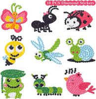 Kit Sinceroduct de pintura de diamante, 18 piezas de calcomanía, caricaturas 5D, pintura con diamantes por números, lindo insecto, animales, para niño - Arteztik
