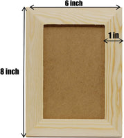 Pack of 6 - Unfinished Solid Pine Wood Picture Frames for Arts & Crafts, DIY Painting Project - Stand or Hang on The Wall - (6x8 Frame Size Holds 6x4 Pictures) for Adults and Kids Craft - Arteztik
