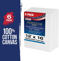 US Art suministro gratuito 12 x 16 inch ácido calidad profesional Perfil lona 6-Pack – 3/4 12 onza PRIMED Gesso – (1 Full Caso de 6 Individuales Lienzos) - Arteztik
