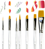 Pinceles de pintura Artista para Pintura Acrílica Aceite de acuarela - Brochas de pintura corporal y facial Best Art Supplies - Juego de 7 pinceles para adultos y niños - Arteztik
