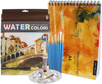 S & E Teacher EDITION - Juego de pintura para acuarela, almohadilla para acuarelas + 24 tubos de pintura de color + 10 pinceles + paleta de pintura, kit de arte para adultos, principiantes o estudiantes avanzados. - Arteztik
