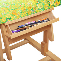 Caballete de estudio con marco en H, muy resistente, versátil, de madera de haya maciza para artista, caballete de pintura ajustable, móvil e inclinable, disponible - Arteztik

