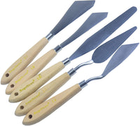 AebDerp - Juego de 5 cuchillos de paleta grande para óleo, lienzo, acrílico, pintura al óleo, rasqueta, pala, cuchillo de pintura con mango de madera - Arteztik
