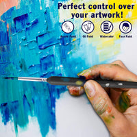 OOKU - Juego de pinceles de pintura para detalles de 9 piezas, pinceles profesionales de detalles finos para pintura artística, pintura facial, detalles, pintura artística de modelo, mango de madera negro y organizador de almacenamiento de lana - Arteztik
