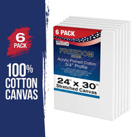 U.S. Art Supply 24 x 30 pulgadas lienzo estirado, 12 onzas imprimado, paquete de 6 unidades, color blanco profesional de 0.7 in, peso pesado, sin ácidos, pintura acrílica, pintura al óleo - Arteztik
