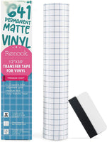 RENOOK rollo de cinta de papel de transferencia de vinilo de 12 pulgadas x 50 pies transparente con cuadrícula de alineación cuadrada azul de 1/2 pulgadas para Silhouette Cameo, Cricut vinilo adhesivo para calcomanías, ventanas y otras superficies lisas - Arteztik
