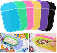 6 piezas antideslizante herramientas estera pegajosa para pintura de diamante, 5.6 x 3.3 pulgadas antideslizante universal gel Pad para accesorios de bordado de diamante 5D para niños o adultos - Arteztik
