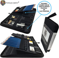 Kit de dibujo de alta calidad, incluye lápices de dibujo y dibujo, almohadilla de dibujo A5; juego de arte de 41 piezas de calidad profesional, presentado en estuche resistente con soportes plegables integrados. - Arteztik
