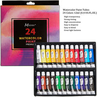 MEEDEN - Juego de pintura para acuarelas de 37 piezas, 24 x 0.4 fl oz, pinceles para acuarela, almohadilla para acuarela, paleta de acuarelas y esponja de arte, regalo perfecto para principiantes, estudiantes y niños - Arteztik
