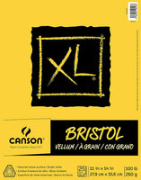 Canson XL Series Bristol - Bloc de papel de vitela para lápiz, acabado de vitela, plegable, 100 libras, 9 x 12 pulgadas, blanco brillante, 25 hojas - Arteztik
