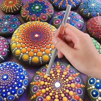 Whaline 18 piezas Mandala Art Dotting herramientas incluyendo 4 plantillas Mandala, 8 varillas acrílicas, bandeja de pintura y 5 herramientas de doble cara Dotting Tools - Arteztik
