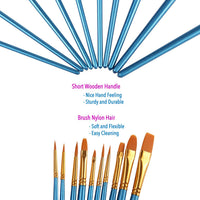 Heartybay set de 10 pinceles de pelo de nailon con punta redondeada, azul - Arteztik
