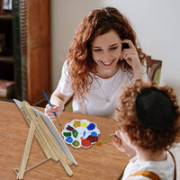 NIECHO - Juego de pintura acrílica para niños y principiantes, 28 piezas, kit de pintura artística con mini caballete de mesa, 3 lienzos, 10 pinceles, 12 pinturas, paleta y bolsa de transporte - Arteztik

