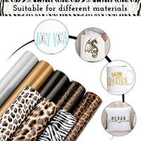 Whaline - Lámina de vinilo adhesivo de vinilo con estampado de leopardo, color negro, dorado, gris, HTV, para manualidades, Navidad, 8 hojas, 2 tamaños - Arteztik
