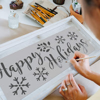 KIBAGA Plantillas reutilizables de temporada para pintar sobre madera y más, fácil de pintar, plantilla de bienvenida para puerta delantera, porche o decoración exterior, perfecto para otoño, Acción de Gracias y decoración navideña para tu hogar. - Arteztik
