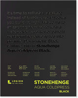 Stonehenge, 1 almohadilla de acuarela de Legion Aqua, 140 lb, prensa en frío, 8 por 10 pulgadas, papel negro, 15 hojas - Arteztik

