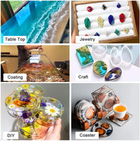 Kit de resina epoxi con revestimiento de cristal transparente de 10.1 fl oz/11.5-2 piezas de resina de fundición para arte, artesanía, joyería, mesas de río, guantes, taza de medición y palos de madera - Arteztik
