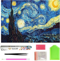 OWAY - Kit completo de pintura de diamante 5D de 20.0 x 16.0 in, kits de pintura por números de noche estrellada para decoración de pared del hogar - Arteztik
