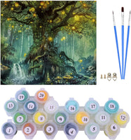 Lapoea - Kit de pintura al óleo para manualidades para adultos y niños, decoración de pared del hogar, bosque de luciérnaga, 15.7 x 19.7 in - Arteztik
